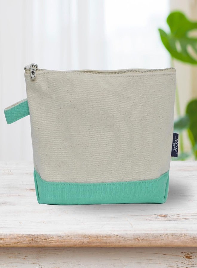 NGIL Jute/Canvas Large Travel DYI Cosmetic Bag Pouch for Women Multipurpose Travel Toiletry Pouch, Personalized Makeup Bag, Best Friend Gift, Bridesmaid Gift Ideas (Jute-Mint) - Image 4