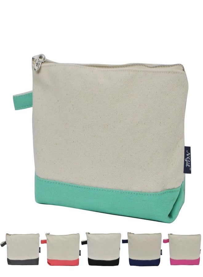 NGIL Jute/Canvas Large Travel DYI Cosmetic Bag Pouch for Women Multipurpose Travel Toiletry Pouch, Personalized Makeup Bag, Best Friend Gift, Bridesmaid Gift Ideas (Jute-Mint) - Image 1