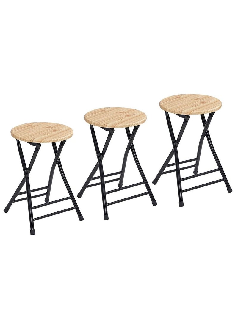 MARGOUN - 3 Pack For Folding Stool Round Portable Folding Stool Wood Seat Light - Image 1