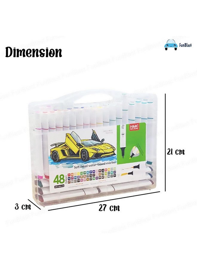 فنبلاست أقلام تلوين مائية من فن بلاست للفنانين - مجموعة تلوين، أقلام تلوين رفيعة، قلم تحديد مائي للخط والرسم ودفتر تلوين ومجلة فنية (48 قطعة)، متعدد الألوان - Image 2