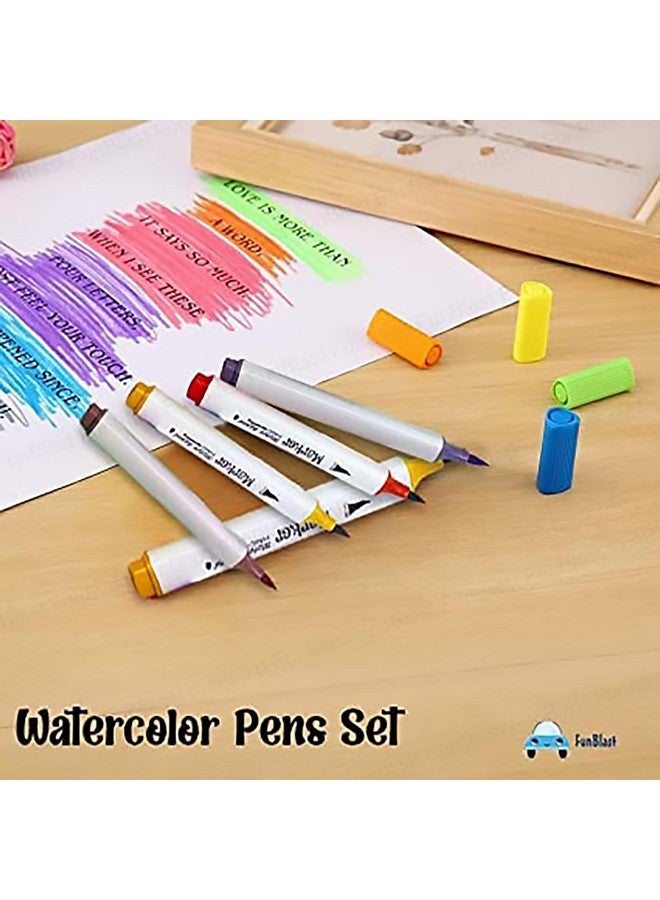 فنبلاست أقلام تلوين مائية من فن بلاست للفنانين - مجموعة تلوين، أقلام تلوين رفيعة، قلم تحديد مائي للخط والرسم ودفتر تلوين ومجلة فنية (48 قطعة)، متعدد الألوان - Image 4
