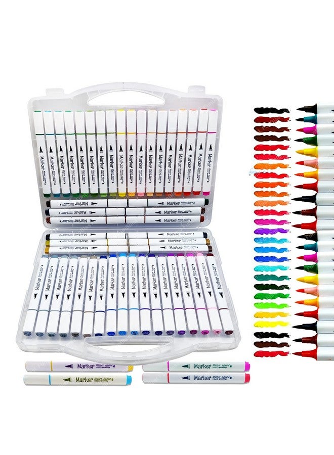 فنبلاست أقلام تلوين مائية من فن بلاست للفنانين - مجموعة تلوين، أقلام تلوين رفيعة، قلم تحديد مائي للخط والرسم ودفتر تلوين ومجلة فنية (48 قطعة)، متعدد الألوان - Image 1