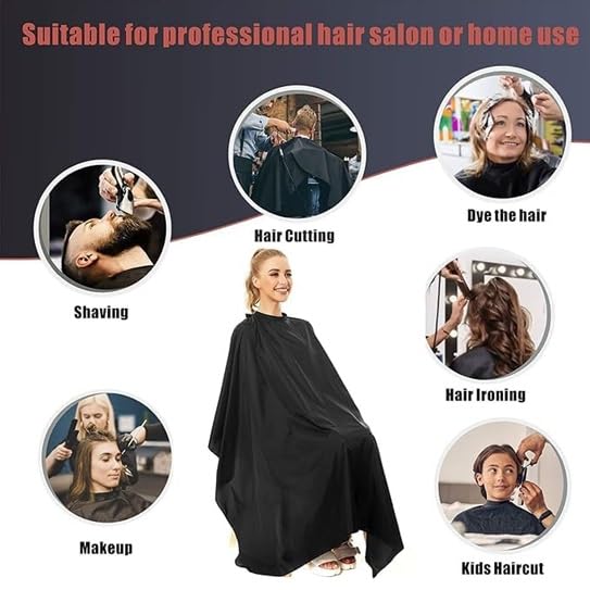 Rinpoche Waterproof Professional Apron Salon Cape with Snap Closure Nylon Hair Salon Cutting Cape Barber Hairdressing Cape 59 x 51 Black - Image 5