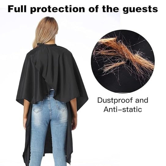 Rinpoche Waterproof Professional Apron Salon Cape with Snap Closure Nylon Hair Salon Cutting Cape Barber Hairdressing Cape 59 x 51 Black - Image 4