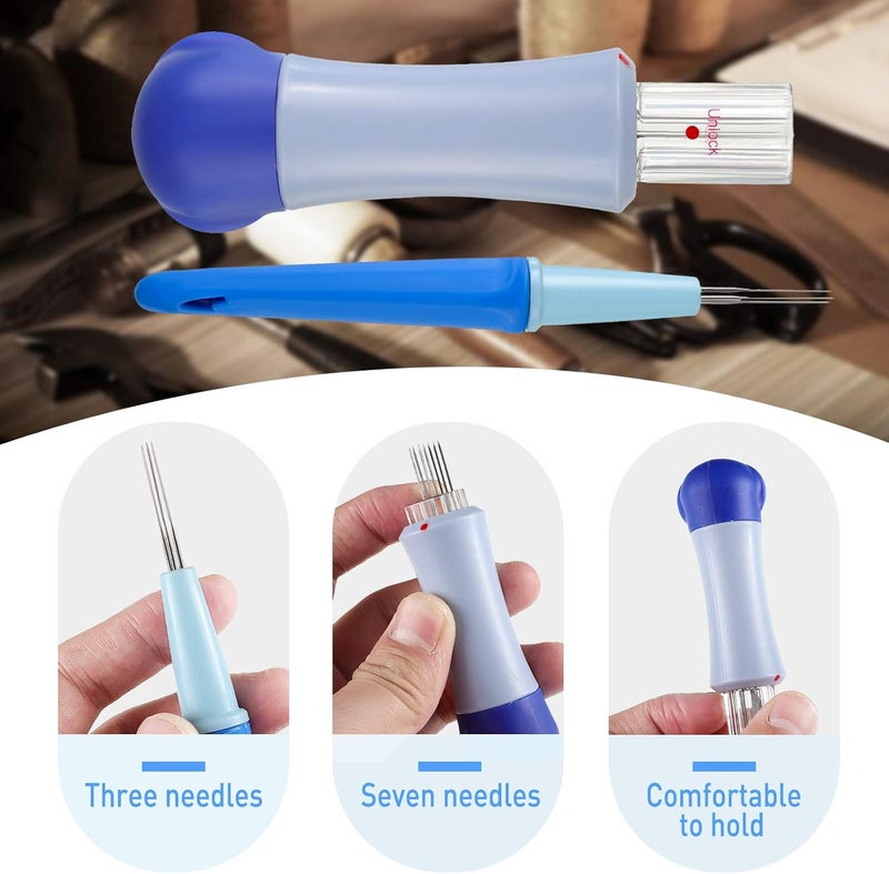WILLBOND Needle Felting Tool Pen Style with 3 Needles and Punch Style Tool with 7 Barbed Wool Accessories for DIY Patchwork Wool Crafts Making Felt Patterns - Image 3