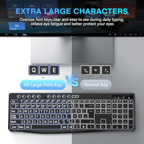 OMOTON Large Print Backlit Keyboard with TypeC and USB A Dual Interface Wired Computer Keyboard Oversize Font Key with White Backlight Easier to See and Type Full Size for Windows PC Laptop - Image 3