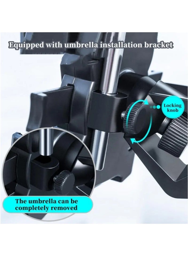 ZAFRA Adjustable Bicycle Mount Phone Holder Motorbike Mobile Bicycle Motorcycle Anti-slip Shock-proof Phone Mount Stand With Small Waterproof Umbrella For iPhone And Samsung  - Image 4