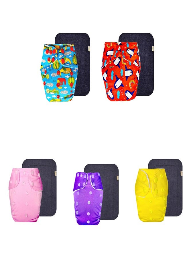 Dumbledo Premium Cloth Diaper with Gray Insert (Pack of 5) | Snug Fit | Leakproof | Easy to Clean | Trusted by Moms | 3 Months - 3 Years | Unisex Baby - Image 1