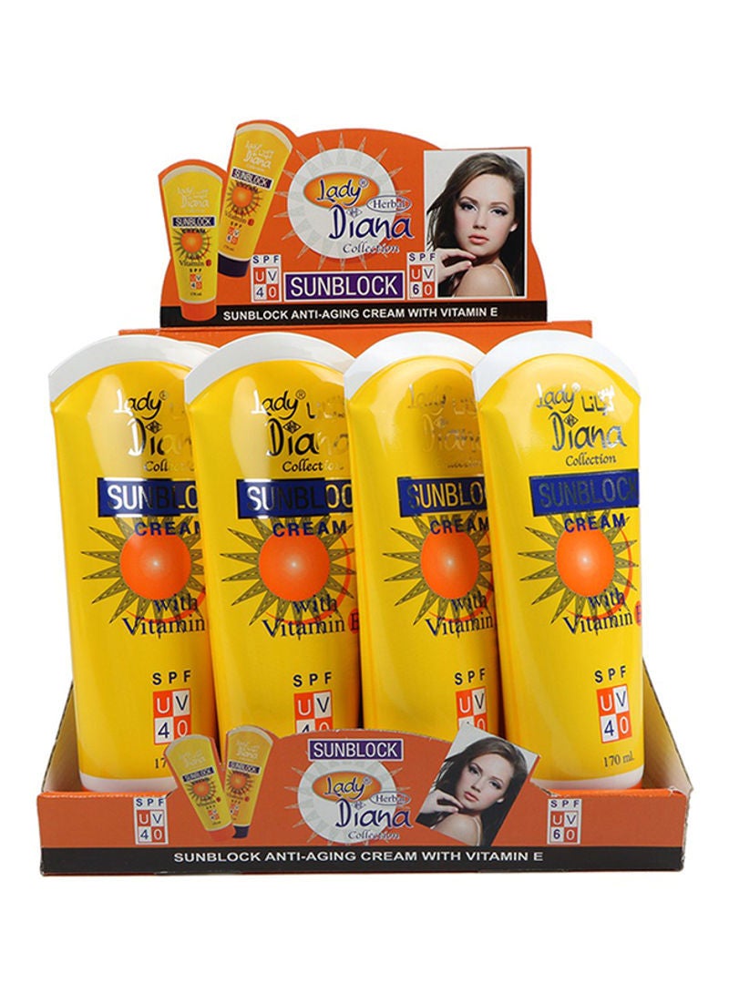 Lady Diana كريم واقي من الشمس مكون من 4 قطع مع فيتامين E وعامل حماية من أشعة الشمس فوق البنفسجية 40