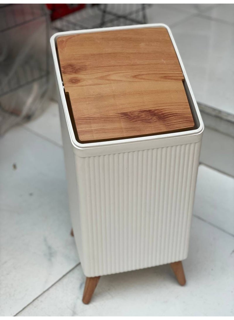 Plus Square Trash Bin – 11L 🗑  A modern touch that combines style ❤️ and practicality ✨❤️ in one perfect design.  🌿 11L capacity, ideal for the kitchen ❤️, bathroom, bedroom, or office. ❤️  🌿 Elegant design with a wooden lid ❤️ that adds a sophisticated touch to your home décor.  🌿 Durable, high-quality material that is easy to clean.  📸 Real product photos available. ❤️  🌿 Available in all colors shown in the pictures. ❤️ - Image 1