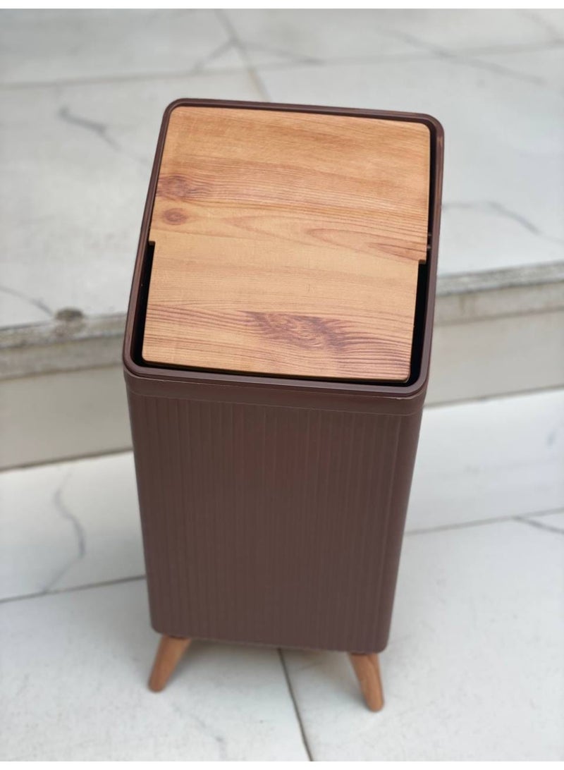Plus Square Trash Bin – 11L 🗑  A modern touch that combines style ❤️ and practicality ✨❤️ in one perfect design.  🌿 11L capacity, ideal for the kitchen ❤️, bathroom, bedroom, or office. ❤️  🌿 Elegant design with a wooden lid ❤️ that adds a sophisticated touch to your home décor.  🌿 Durable, high-quality material that is easy to clean.  📸 Real product photos available. ❤️  🌿 Available in all colors shown in the pictures. ❤️ - Image 2