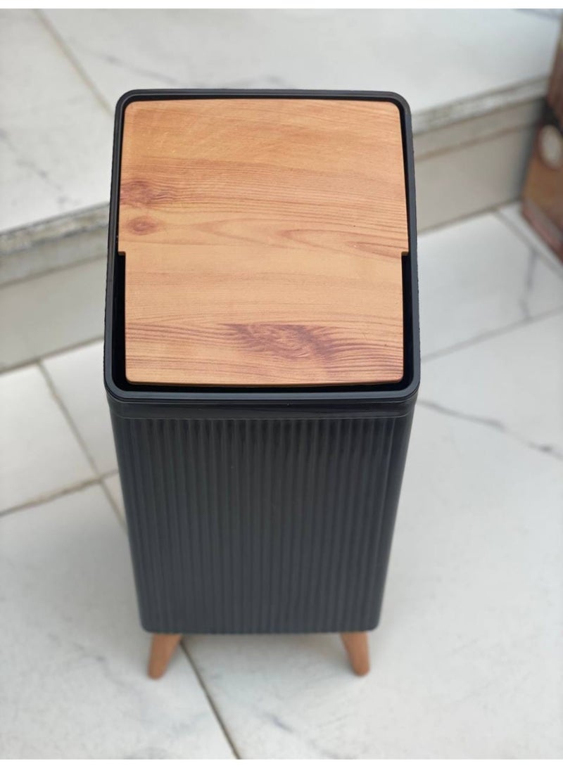 Plus Square Trash Bin – 11L 🗑  A modern touch that combines style ❤️ and practicality ✨❤️ in one perfect design.  🌿 11L capacity, ideal for the kitchen ❤️, bathroom, bedroom, or office. ❤️  🌿 Elegant design with a wooden lid ❤️ that adds a sophisticated touch to your home décor.  🌿 Durable, high-quality material that is easy to clean.  📸 Real product photos available. ❤️  🌿 Available in all colors shown in the pictures. ❤️ - Image 4