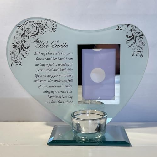 Thorness Her Smile - Inspirational Poem, Candle and Photo Holder Glass Memorial Plaque - Image 4