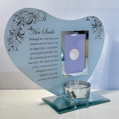 Thorness Her Smile - Inspirational Poem, Candle and Photo Holder Glass Memorial Plaque - Image 5