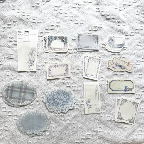 Koolemon 100PCS Vintage Floral Scrapbook Paper,Textured Paper Assorted Set, Special Papers Label for Junk Journal Diary Journal Embellishment Supplies DIY Craft Blue - Image 3