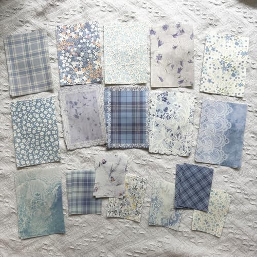 Koolemon 100PCS Vintage Floral Scrapbook Paper,Textured Paper Assorted Set, Special Papers Label for Junk Journal Diary Journal Embellishment Supplies DIY Craft Blue - Image 2