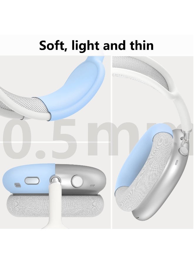 NIBEMINENT - 3 Pieces Silicone Case Suitable for Apple AirPods Max Headphones Anti-Scratch Ear Cups Cover Headband Cover and Ear Pad Protector Cases Skin Accessories (Blue) - Image 1