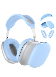 3 Pieces Silicone Case Suitable for Apple AirPods Max Headphones Anti-Scratch Ear Cups Cover Headband Cover and Ear Pad Protector Cases Skin Accessories (Blue)
