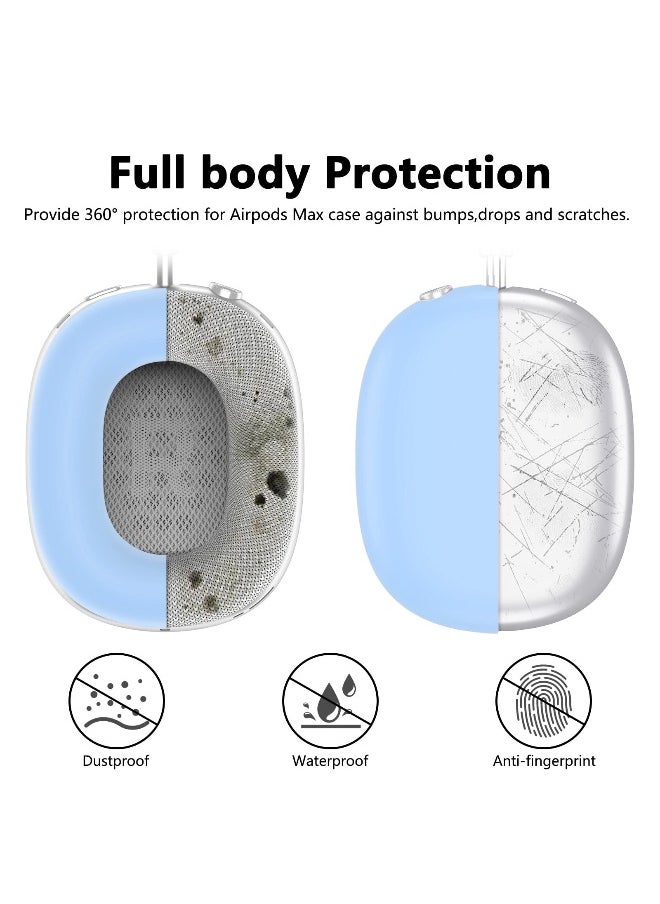 NIBEMINENT - 3 Pieces Silicone Case Suitable for Apple AirPods Max Headphones Anti-Scratch Ear Cups Cover Headband Cover and Ear Pad Protector Cases Skin Accessories (Blue) - Image 1