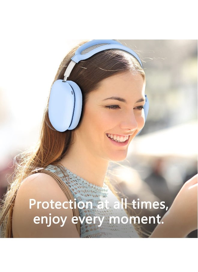 NIBEMINENT - 3 Pieces Silicone Case Suitable for Apple AirPods Max Headphones Anti-Scratch Ear Cups Cover Headband Cover and Ear Pad Protector Cases Skin Accessories (Blue) - Image 1