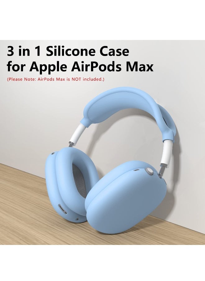NIBEMINENT - 3 Pieces Silicone Case Suitable for Apple AirPods Max Headphones Anti-Scratch Ear Cups Cover Headband Cover and Ear Pad Protector Cases Skin Accessories (Blue) - Image 1