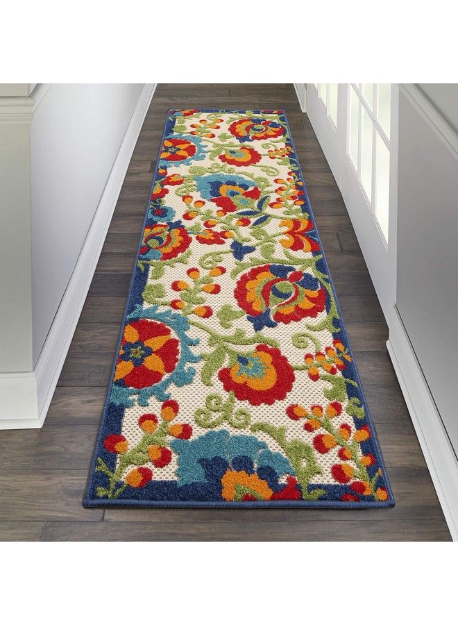 Nourison Aloha Indoor Outdoor Multicolor 2' X 6' Arearug Easycleaning Non Shedding Bed Room Living Room Dining Room Deck Backyard Patio (2X6) - Image 1