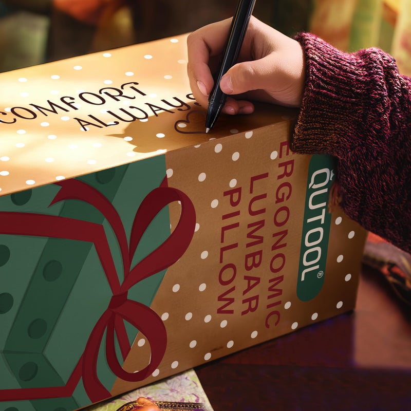 QUTOOL Lumbar Support Pillow with DIY Gift Box - Birthdays Gifts for Women Men, Ergonomic Back Support with Breathable 3D Mesh Cover, Suited for Office Chairs, Gaming Chairs, Car, Home Use (Black) - Image 2