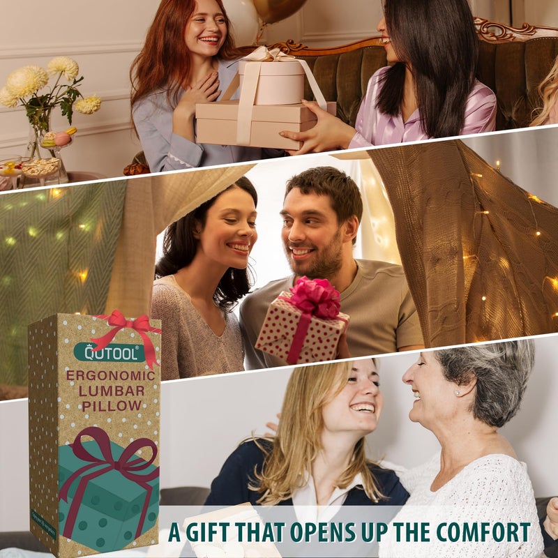 QUTOOL Lumbar Support Pillow with DIY Gift Box - Birthdays Gifts for Women Men, Ergonomic Back Support with Breathable 3D Mesh Cover, Suited for Office Chairs, Gaming Chairs, Car, Home Use (Black) - Image 5