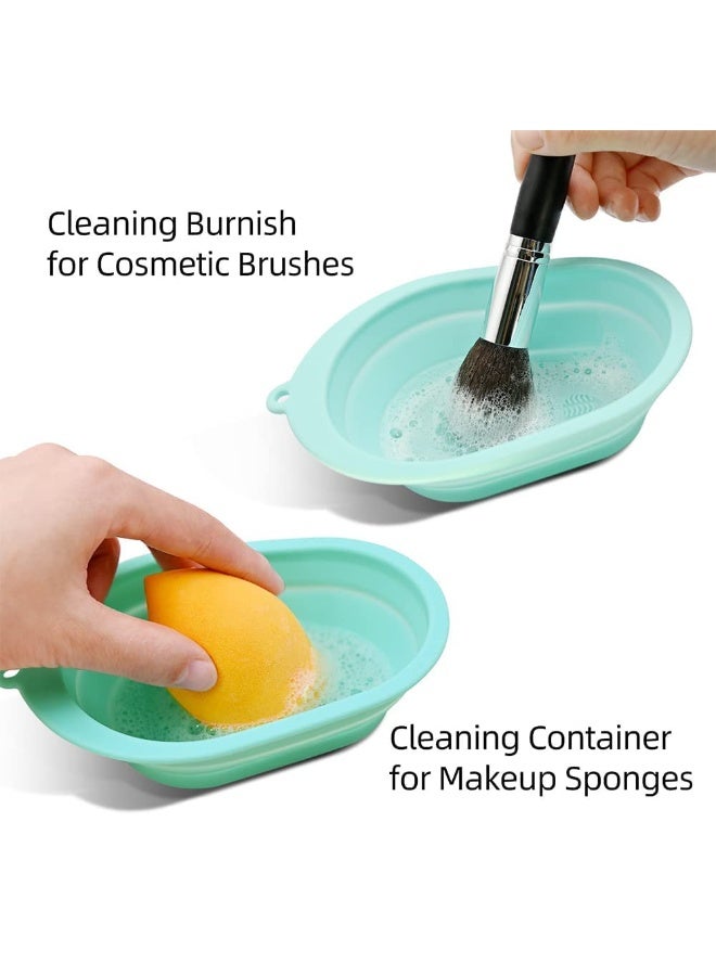 Meetzone Makeup Brush Cleaning Mat / Bowl, Soft and Durable Silicone Cosmetic Cleaner Pad, Foldable Portable Washing Tool Scrubber with 4 Textures (1ps/Multicolour) (Pack Of 1) - Image 3