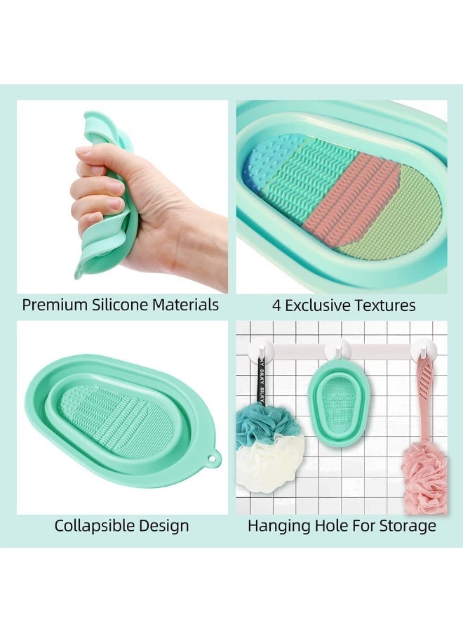 Meetzone Makeup Brush Cleaning Mat / Bowl, Soft and Durable Silicone Cosmetic Cleaner Pad, Foldable Portable Washing Tool Scrubber with 4 Textures (1ps/Multicolour) (Pack Of 1) - Image 4