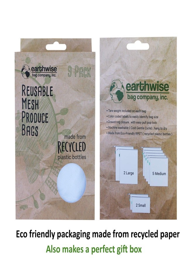Earthwise Reusable Produce Bags Premium Mesh Set of 9 Bags Made from Recycled Plastic Bottles Ultra Durable, Eco Friendly See Through Transparent Material, Earth Friendly Gift Box (Rpet Mesh) - Image 3