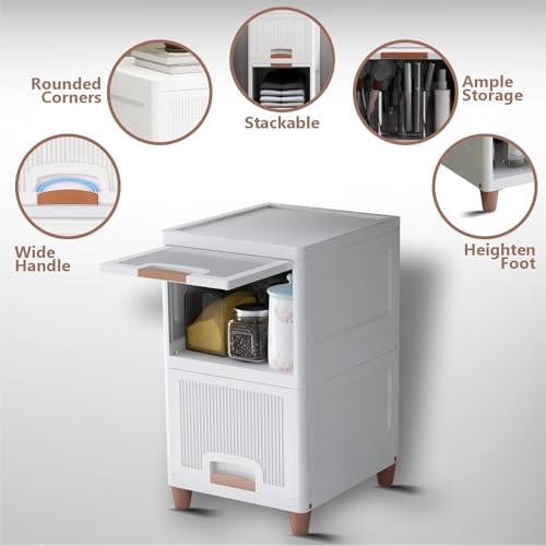 HOMIFLY 2 Tier Organizer for Clothes/Modular Kitchen Storage Rack/Modular Wardrobe for Cloth/Space Saving Closet for Bedroom-Living Room/Almirah for Home/Stackable Cabinet (White) - Image 3