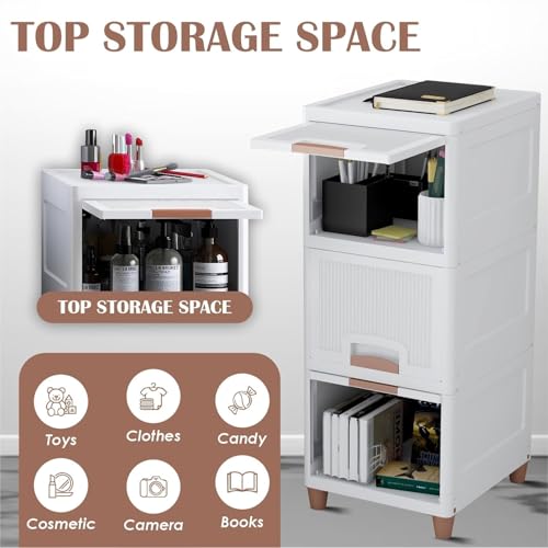 HOMIFLY 2 Tier Organizer for Clothes/Modular Kitchen Storage Rack/Modular Wardrobe for Cloth/Space Saving Closet for Bedroom-Living Room/Almirah for Home/Stackable Cabinet (White) - Image 5