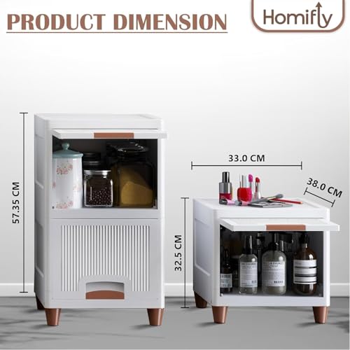 HOMIFLY 2 Tier Organizer for Clothes/Modular Kitchen Storage Rack/Modular Wardrobe for Cloth/Space Saving Closet for Bedroom-Living Room/Almirah for Home/Stackable Cabinet (White) - Image 2