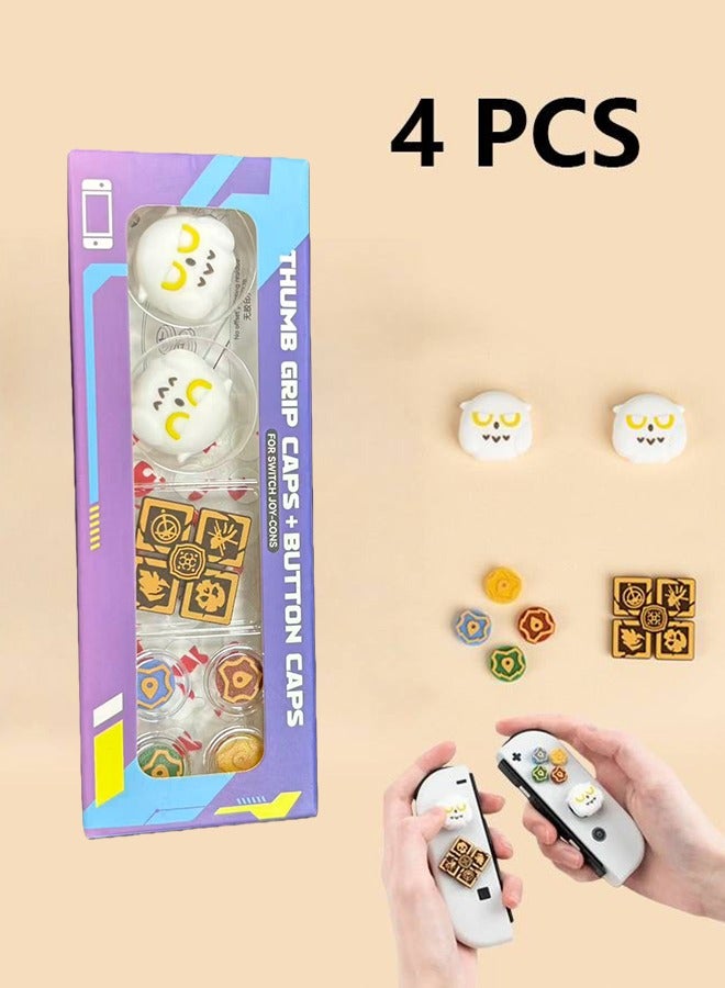 Silicone Joycon Thumb Grip Caps, Joystick Cover Compatible with Nintendo Switch/OLED/Switch Lite,4PCS (Owl) - Image 1