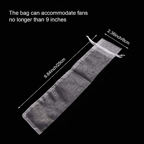 Bezall 50Pcs Organza Hand Fan Bags, 2x10 Inches White Folding Fan Drawstring Bag Hand Fan Decorative Pouch Party Wedding Favor Gift Bags - Image 4
