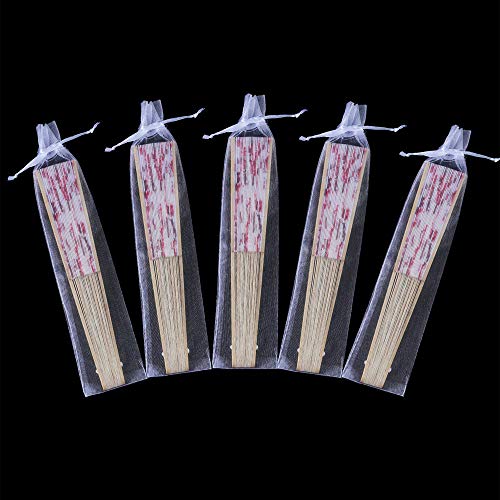 Bezall 50Pcs Organza Hand Fan Bags, 2x10 Inches White Folding Fan Drawstring Bag Hand Fan Decorative Pouch Party Wedding Favor Gift Bags - Image 5