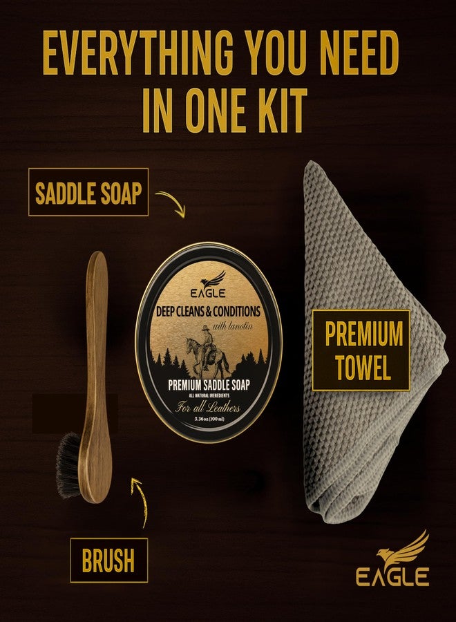 Eagle Saddle Soap for Leather - 3-Piece Saddle Soap Kit for Leather Cleaning, Boots, Tack, and Saddles - Includes Applicator and Cloth - Leather Soap and Conditioner for Leather Boots and Tack Care - Image 2