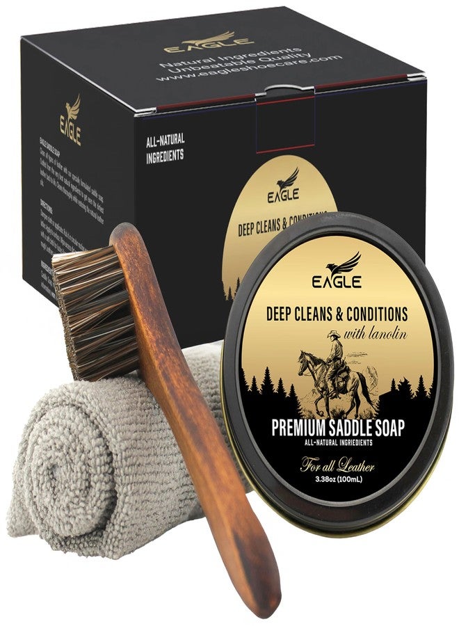 Eagle Saddle Soap for Leather - 3-Piece Saddle Soap Kit for Leather Cleaning, Boots, Tack, and Saddles - Includes Applicator and Cloth - Leather Soap and Conditioner for Leather Boots and Tack Care - Image 1