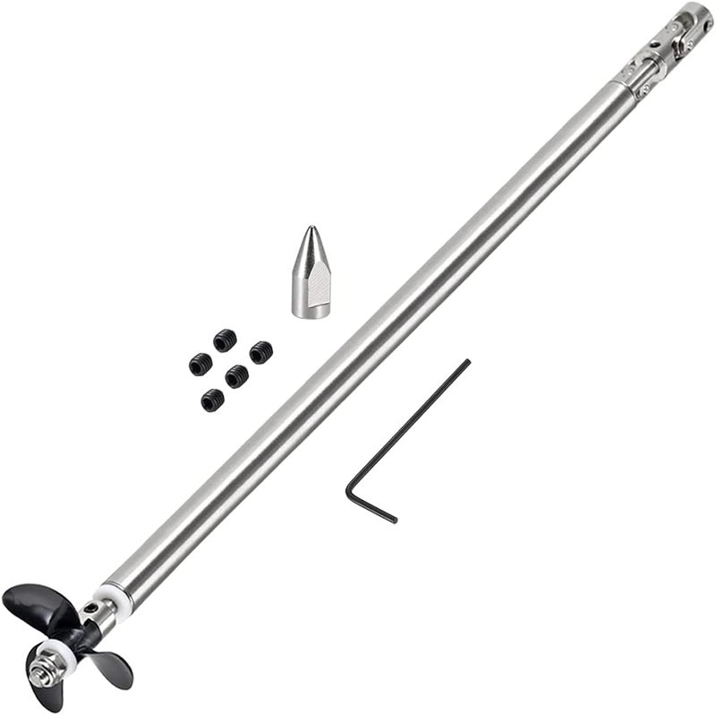 uxcell عمود قيادة uxcell 4mm مع مروحة ووصل عالمي لقارب RC - عمود بطول 250mm، غلاف بطول 200mm، مروحة بطول 36mm - Image 1
