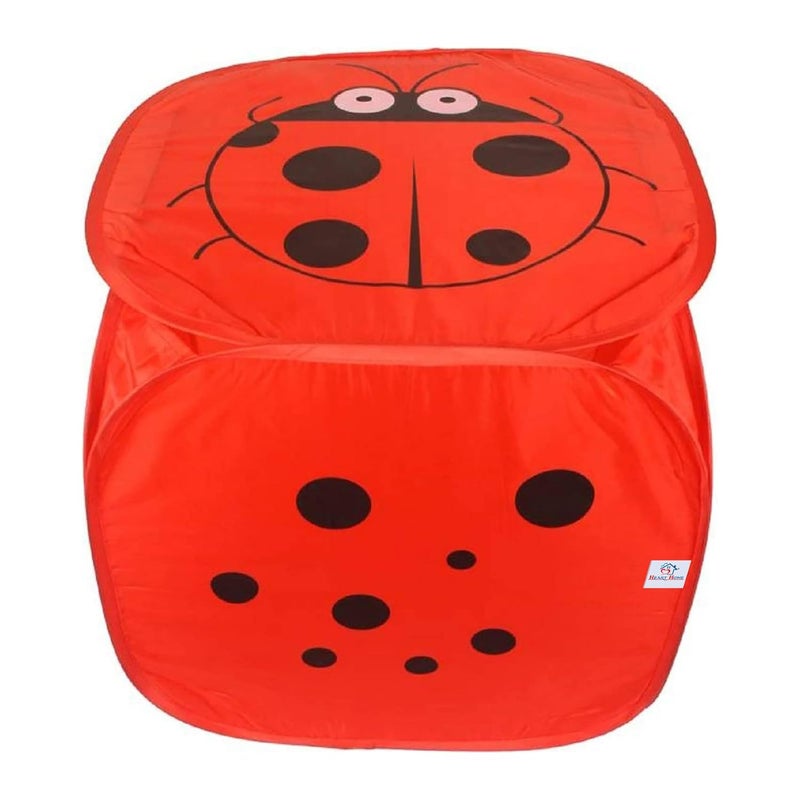 Kuber Industries Heart Home Printed Foldable Polyster Laundry Basket Toy Storage Basket Cloth Storage Basket With Lid Handles MulticolorHS43HEARTH25852 - Image 2