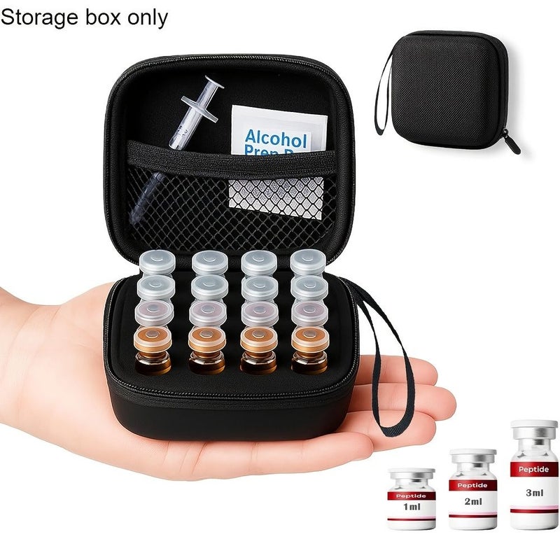 Black Insulin Vial Organizer Fridge Box Hold Peptide Bottles Travel 003 Oz - Image 1