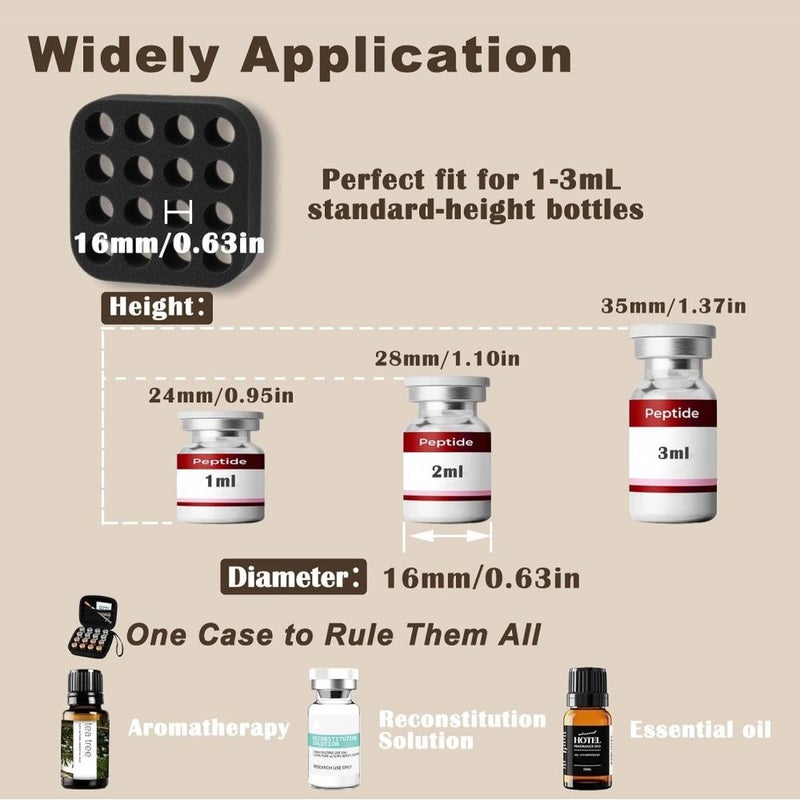 Black Insulin Vial Organizer Fridge Box Hold Peptide Bottles Travel 003 Oz - Image 4