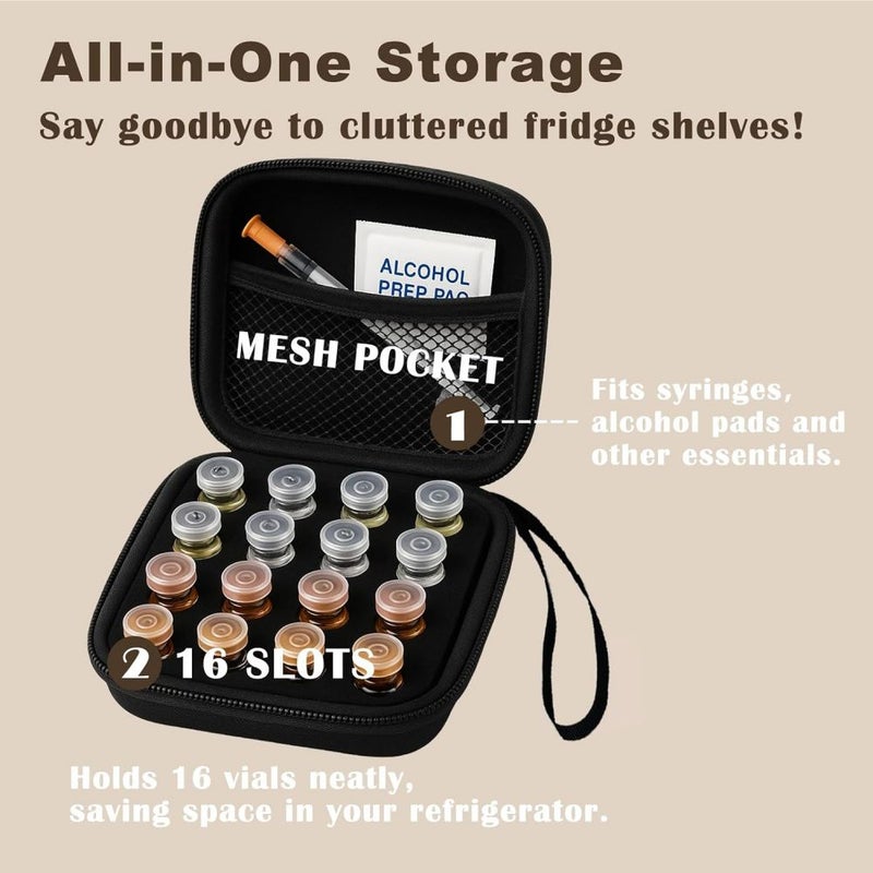 Black Insulin Vial Organizer Fridge Box Hold Peptide Bottles Travel 003 Oz - Image 3