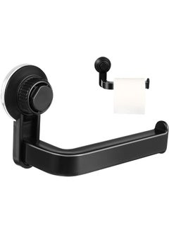 Hihonor Toilet Paper Holder Wall Mount, ABS Toilet Roll Holder, Vacuum Suction Cup Tissue Roll Holder, Drill Hole Bathroom Tissue Paper Roll Holder Black Paper Dispenser, Black  - Image 1