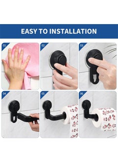 Hihonor Toilet Paper Holder Wall Mount, ABS Toilet Roll Holder, Vacuum Suction Cup Tissue Roll Holder, Drill Hole Bathroom Tissue Paper Roll Holder Black Paper Dispenser, Black  - Image 2