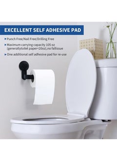 Hihonor Toilet Paper Holder Wall Mount, ABS Toilet Roll Holder, Vacuum Suction Cup Tissue Roll Holder, Drill Hole Bathroom Tissue Paper Roll Holder Black Paper Dispenser, Black  - Image 4