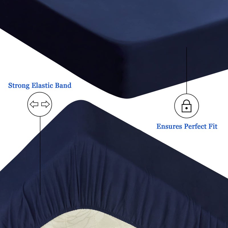 Sufdari Mattress Protector Waterproof Mattress Cover Queen 18"" Deep Pocket Mattress Protector Fitted Sheet Style with Elastic Rubber Band Washable and Easy Care-Navy Blue Queen - Image 5