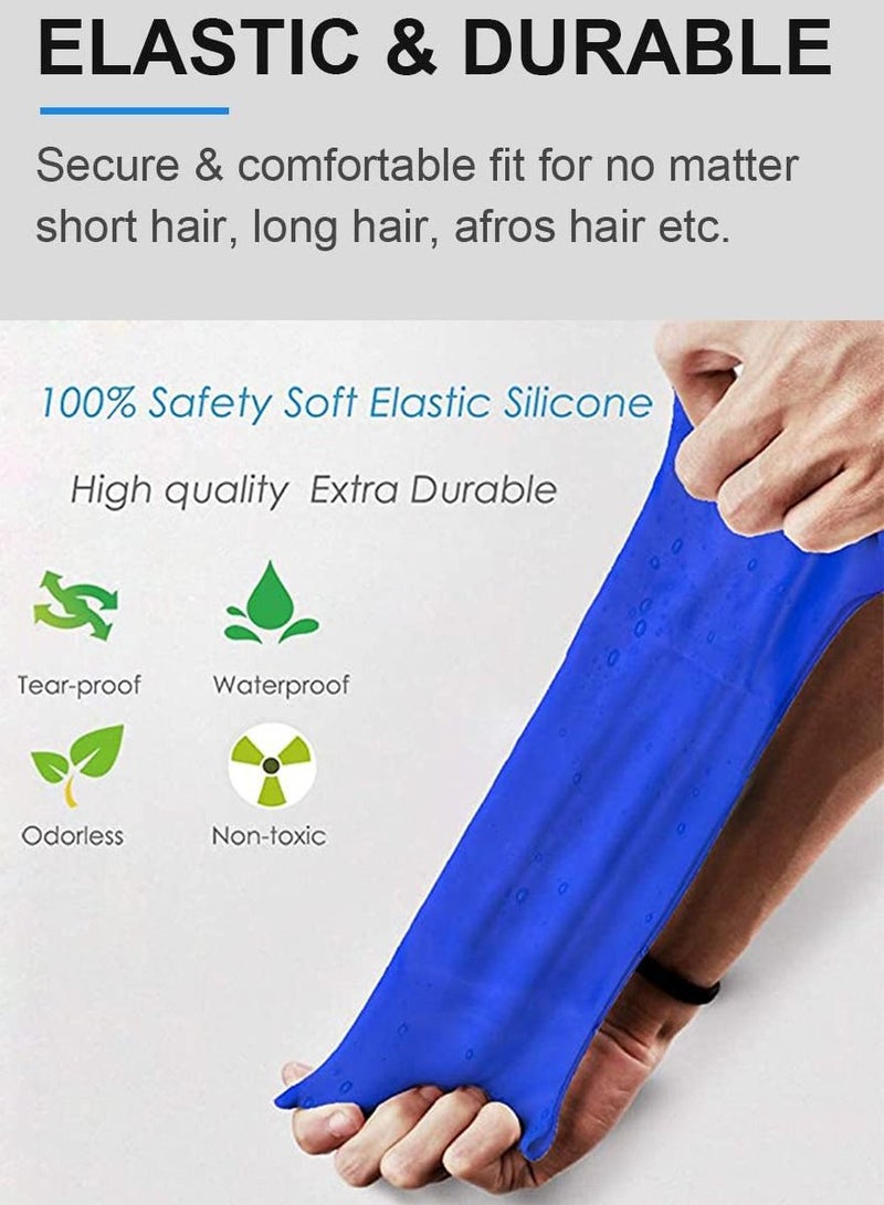 عشواز مجموعة من 2 سيليكون قبعات السباحة ، مع وظيفة الأذن 3D تصميم مريح ، راحة الكبار من الذكور والإناث الشعر الطويل لحماية الأذن والشعر من الكلور والبكتيريا والرمل في الماء ، لا رائحة دائمة - Image 5