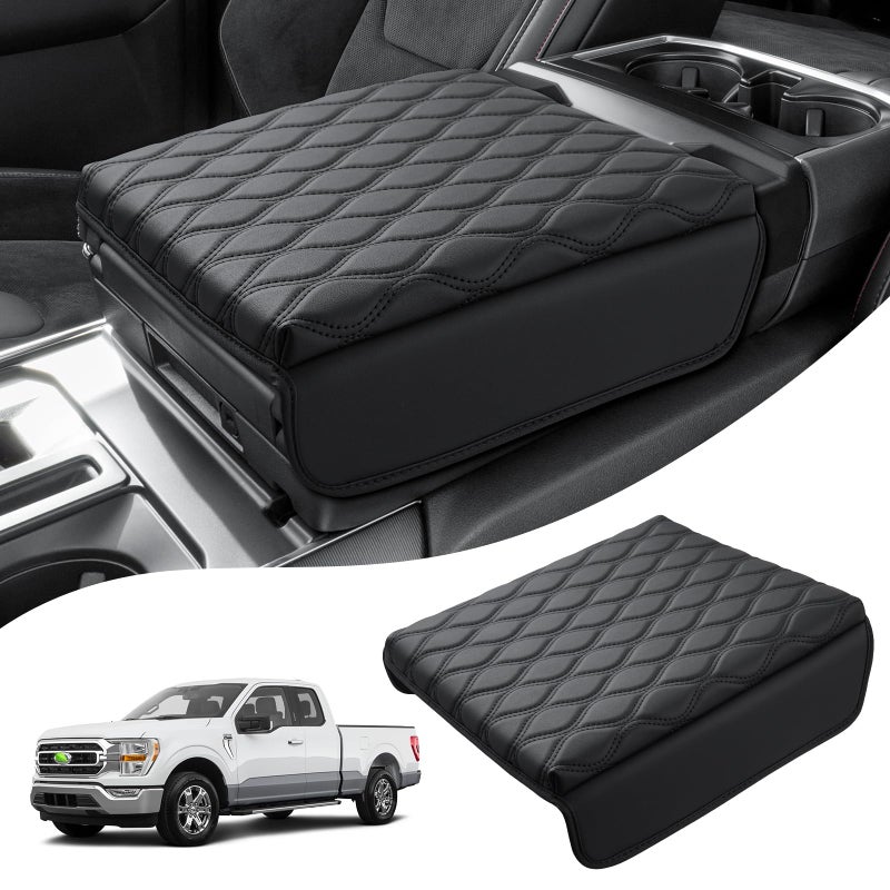 Autorder Center Console Cover for 20212025 Ford F150 Accessories Armrest Cushion Cover Nappa Leather Middle Console Covers F150 Console Cushion Pad AntiScratch